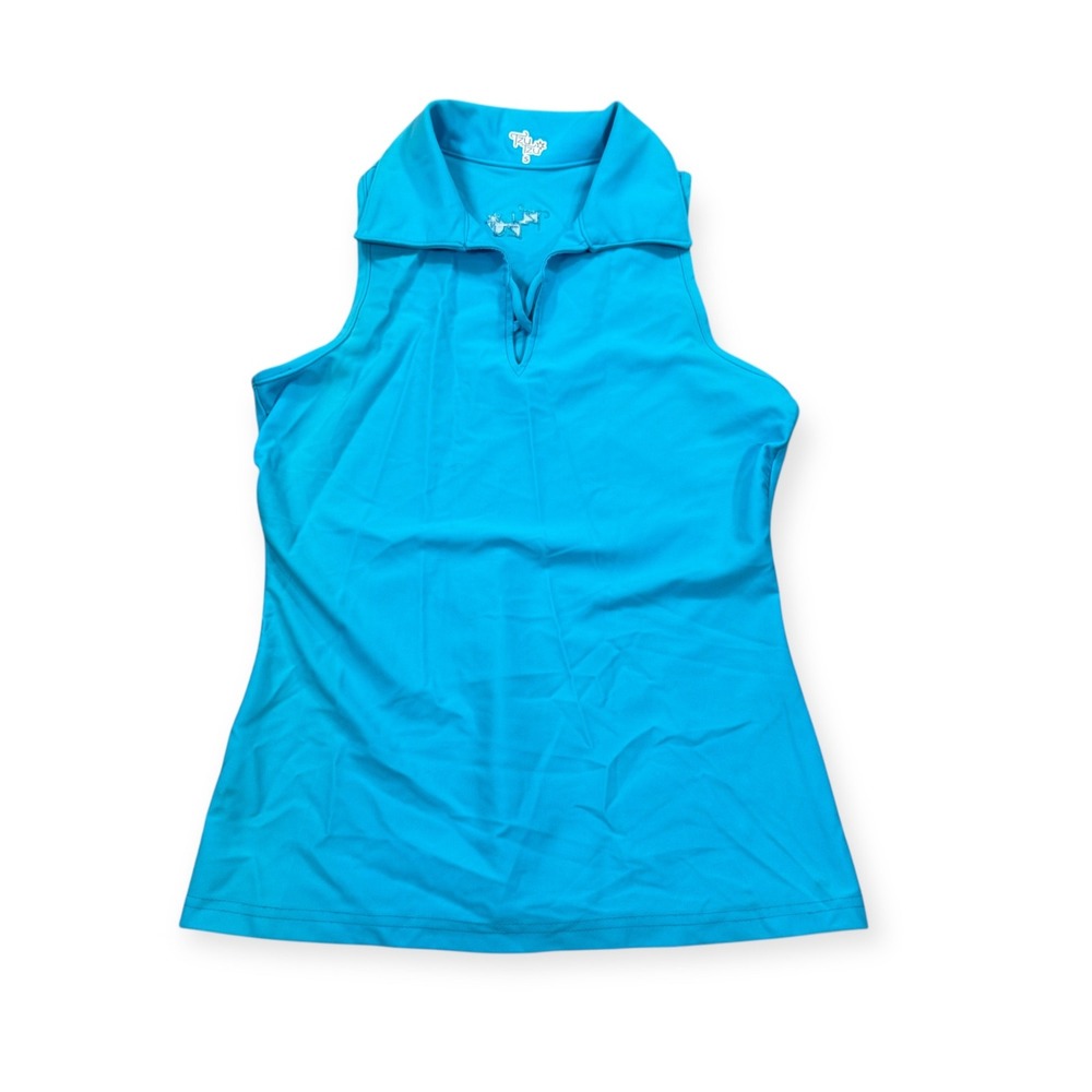 NEW Tzu Tzu Quinn Top Women's Small Blue Lagoon Sleeveless Golf Tennis Athletic